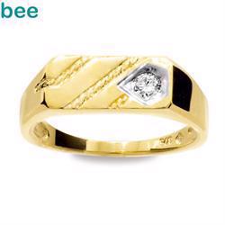 Image of 9 kt guld Men´s Diamond Ring fingerring blank fra Bee Jewelry